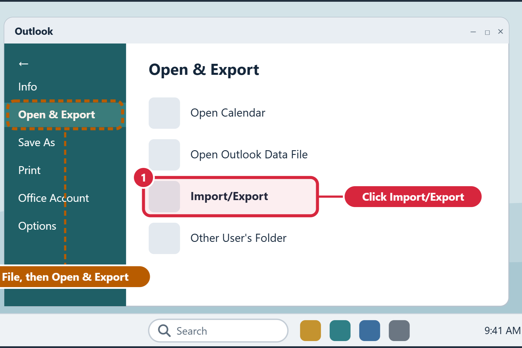 Open the Import/Export Wizard