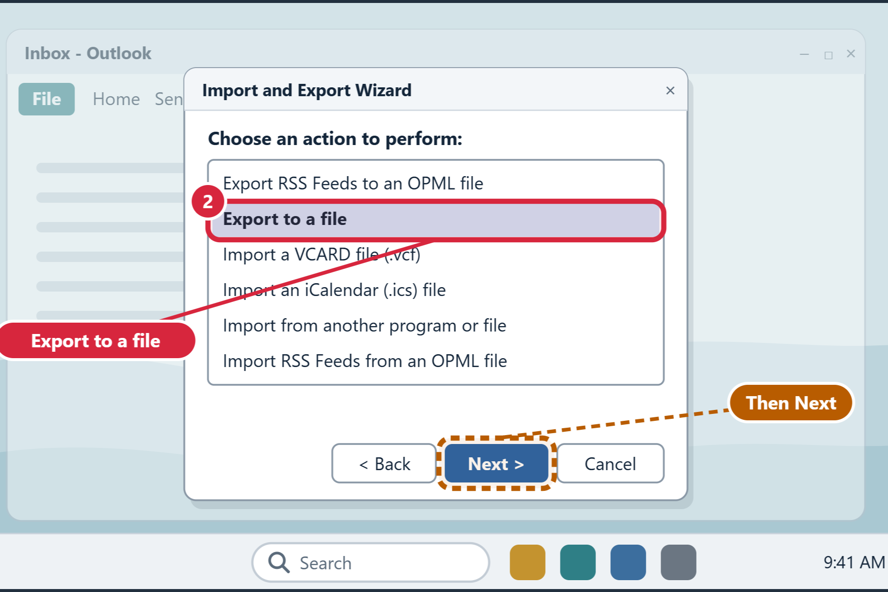 Choose Export to a file