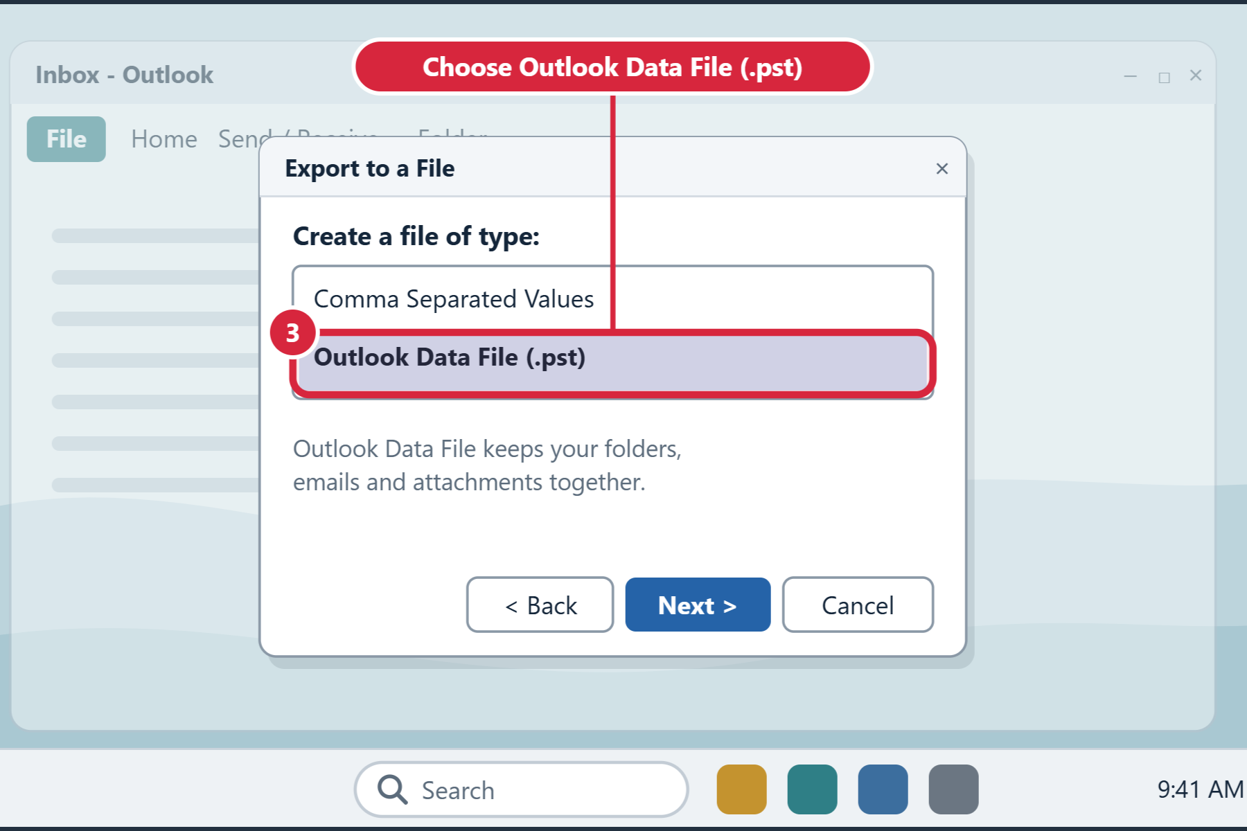 Choose Outlook Data File (.pst)