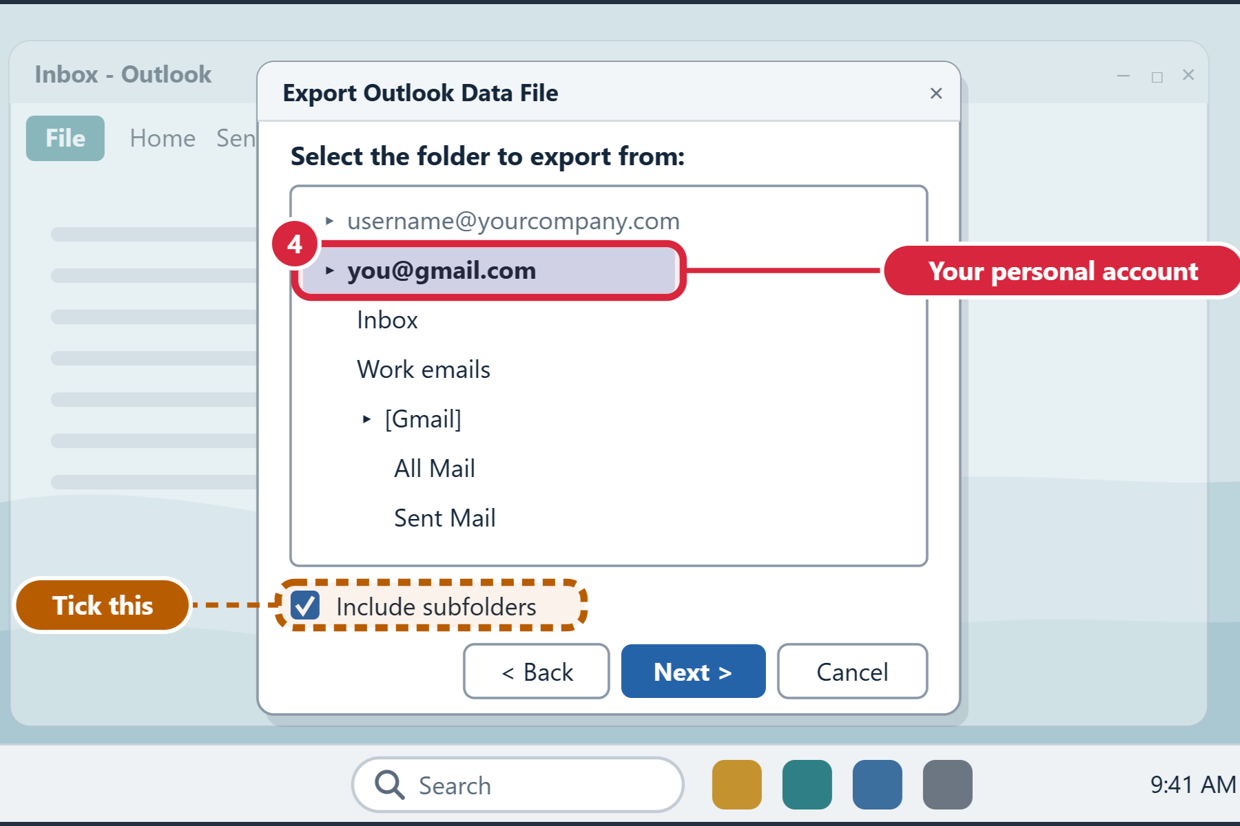 Select your whole personal account
